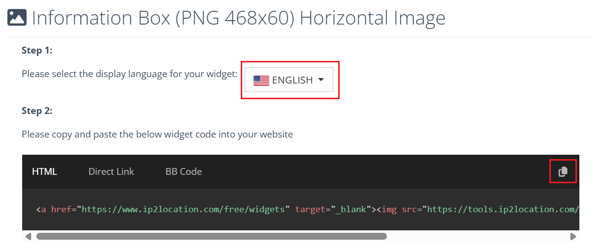 IP2Location Widget HTML code