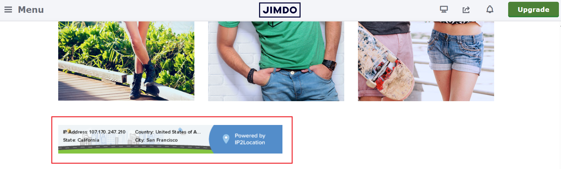 IP2Location Widget in Jimdo