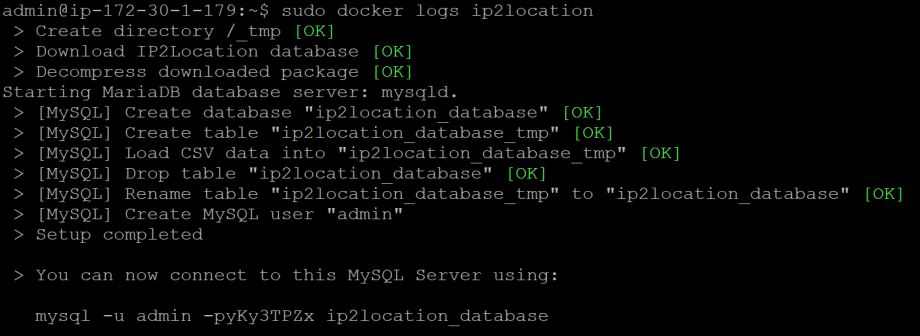 IP2Location MySQL setup successfully