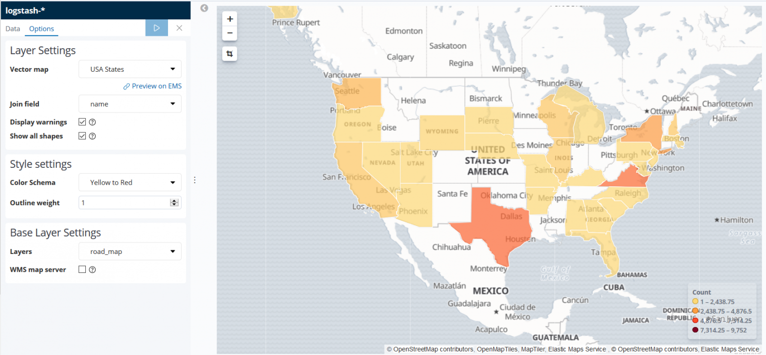 How to create region maps display in Kibana | IP2Location.com