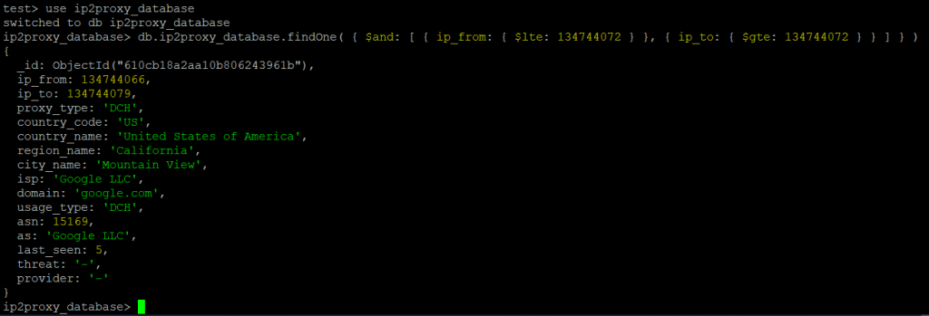 IP2Proxy MongoDB