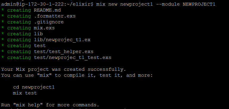 Create a new Elixir project using Mix