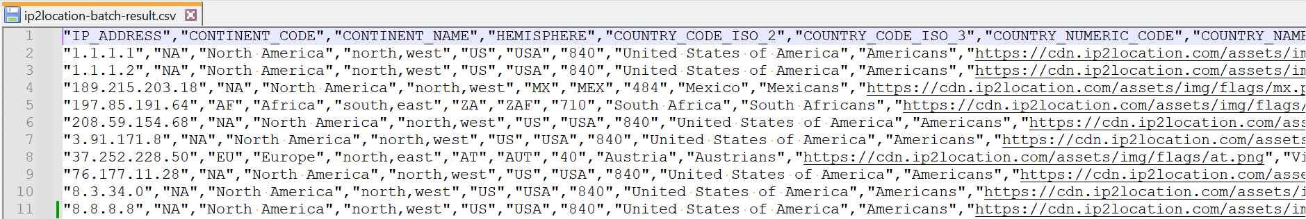 Batch query result