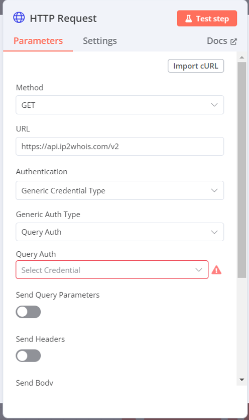 HTTP request settings