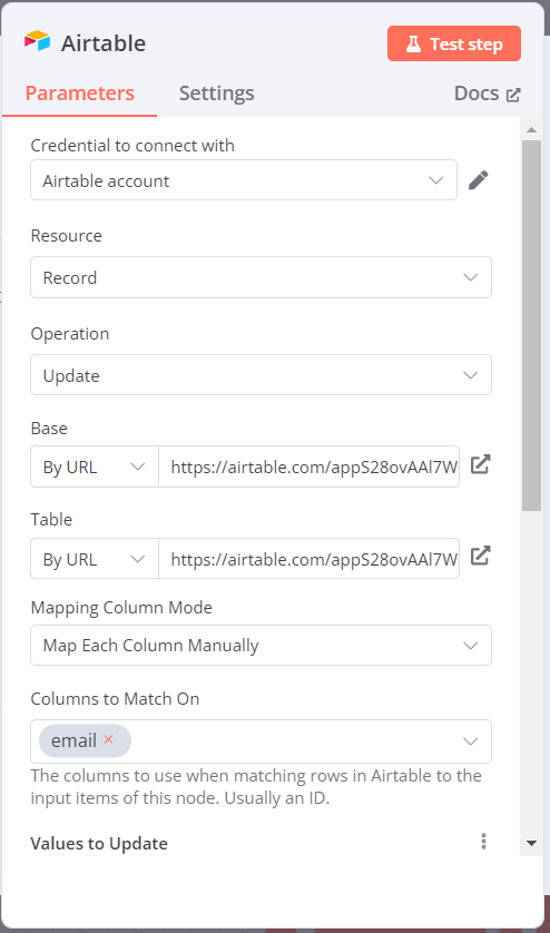 Airtable parameters