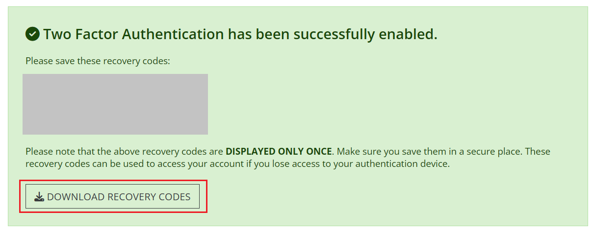 2FA recovery codes