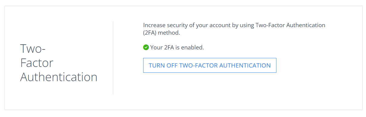 Two-Factor authentication is on